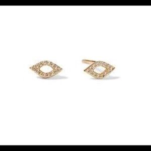 Gorjana Jewelry - Gorjana tiny pave gold earrings. Evil eye shaped Gorjana Jewelry - Gorjana tiny pave gold earrings. Evil eye shaped